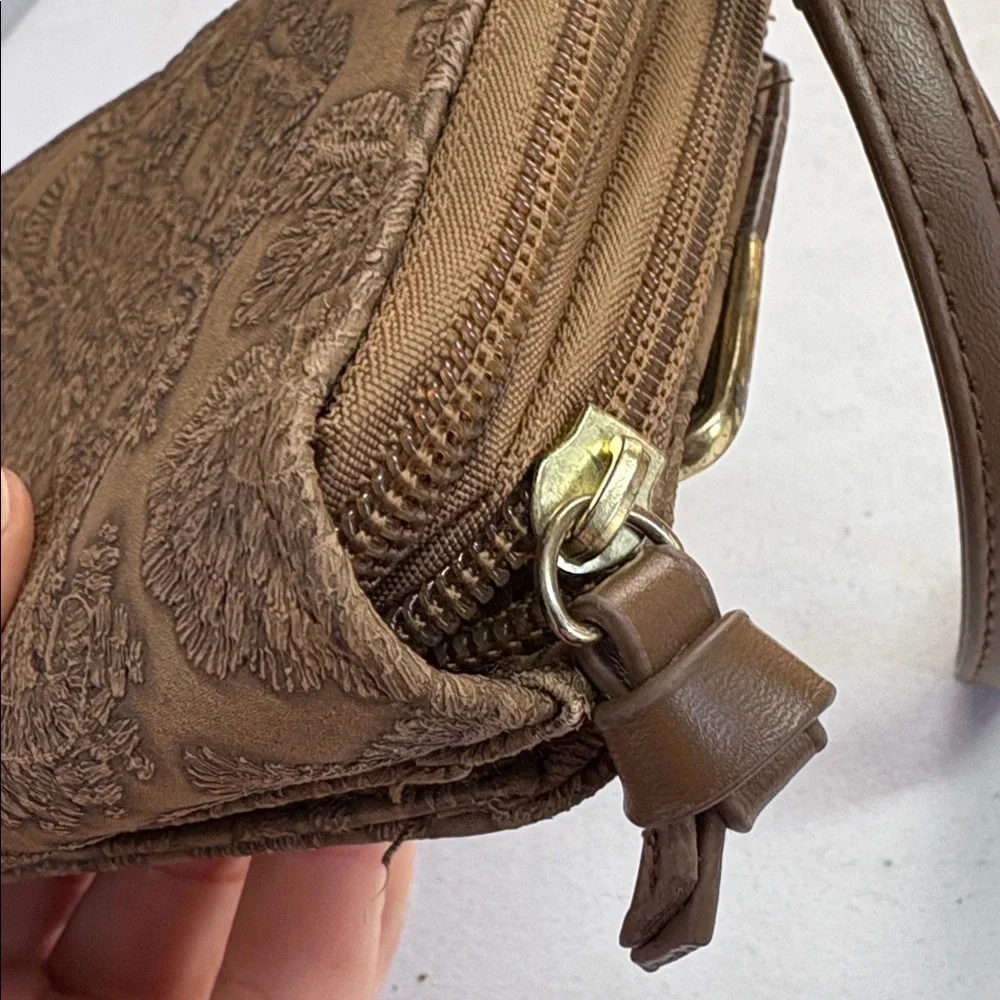 Bueno Brown Embossed Faux Leather Clutch Wristlet Wallet